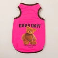 Rose pink breathable mesh dog vest with cute brown bear print and Good Day text design - XS / Rose Red