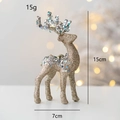 Sparkling gold glitter 15cm Christmas reindeer ornament with blue and silver sequins - Champagne