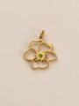 Pendentif fleur dorée avec pierre de zircone verte en acier titane poli - Août Or (Pendentif)