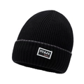 Gorro de punto negro acanalado con etiqueta de moda NY y JA muy elegante - Talla única / Negro