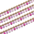 Golden stainless steel chain with colorful pink and purple enamel beads for DIY jewelry - Pink