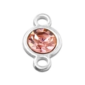 Colgante de piedra de nacimiento rosa en engaste de plata con bucles de conexión - Rosa