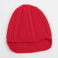 Gorro de punto trenzado rojo para niños con textura cálida y elástica de invierno - Rojo