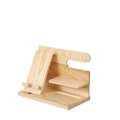 Organisateur de bureau en bois de pin avec support téléphone et montre en fini naturel - Couleur bois naturel