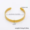 Vista detallada de pulsera de acero inoxidable dorado con borde de cuentas y dimensiones - Dorado (Borde de Cuentas) / 18.0