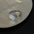 Retro S925 sterling silver open ring with white teardrop cat eye stone inlay - JZ0453-Opal Open