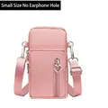 Pink small crossbody phone bag with three zipper compartments and heart-shaped metal pullers - Small (No Headphone Jack) / Pink