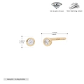 Detailed size and material guide for S925 silver round zircon earrings with measurements - Mini Style (Gold)