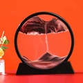 Close-up of circular sand art with red and black flowing landscapes on red background - 7 Inch Round Coffee