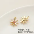 Pendentif fleur DIY avec pierre rose et perles blanches, alliage doré de 19x16x4mm - Prix à l'unité / Forme de Fleur (21#)