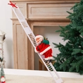 Père Noël électrique grimpant sur une échelle blanche pour décoration de Noël - Père Noël blanc grimpant