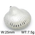 Pendentif coquille argenté en acier inoxydable, largeur 25mm, poids 7.5g sur fond blanc - Style de Coquille Saint-Jacques 1 (KLJ3824-Z) / 25mm / Couleur Acier