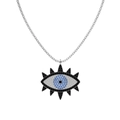 Collana in argento sterling S925 con ciondolo occhio del diavolo e zirconi neri e blu - Bianco Nero Oro (DY190823) / Argento 925