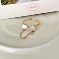 Adjustable golden ring with creative glasses design and white shell inlay detail - Sunglasses Pendant (J3327)