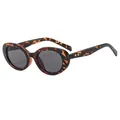 Lunettes de soleil ovales écaille avec verres gris et rivets en métal double étoile - Tortoise
