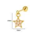 Eleganter vergoldeter Piercing-Ohrring in Sternform mit Zirkonia, Anhänger 0,9 cm - Fünfzackiger Stern (2640-7#) / Gold