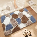 Pebble pattern bath mat with blue and brown flocking on a warm wooden floor - 40*60cm / Jin Yu-Blue