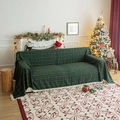 Green plaid Christmas sofa throw blanket with decorative white tassels and tartan pattern - 180*230CM / Green Yellow Grid