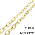 Gold titanium steel twist chain necklace weighing 53g with 800x9mm oval links - 80cm / Gold