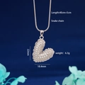 Collana con pendente a cuore argento e zirconi bianchi con raffinata catena a serpente - Cuore Argento Pieno Strass