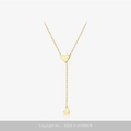 Halskette aus 925er Silber in Gold mit Y-Form und zwei Herzanhängern mit Zirkonia - 925er Silber / 18K Gold