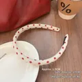 Retro white sponge headband with red polka dots 1.5cm width featuring non-slip inner grip - Width 1.5cm / White Small-1.5cm