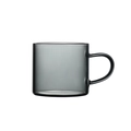 Sleek dark grey borosilicate glass teacup with handle in a minimalist style - Smoke