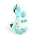 Blue corduroy plush dinosaur dog toy with squeaky feature for teething and companionship - Light Blue Unicorn