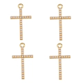 Detail view of 4 gold-tone cross pendants with pearl inlay for DIY jewelry making - Pearl Inlaid Cross (px1086-34)