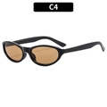 Occhiali da sole ovali cat eye con montatura nera e lenti marroni modello C4 - Montatura Nera Lenti Tè