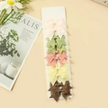 Set of 10 multicolor swallowtail bow hair clips for girls in earth tones on display card - Beige Green Pink Yellow Brown Mixed (#24)