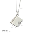 Silver book locket heart necklace in polished stainless steel with size measurements - Silver Book Style (RTG4HV3)