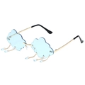 Lunettes de soleil sans monture en forme de nuage avec verres bleus et gouttes - Monture Dorée Verres Bleus