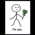 Pietra di cristallo naturale a forma di cuore verde su un biglietto regalo For you - Avventurina Verde