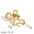 Detailed size chart showing 54mm by 37.5mm irregular hollow 18k gold steel earrings - Gold Irregular Wave Ring (TR60180-G)