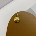 Macro detail of 18K gold plated letter E apple pendant with shimmering cubic zirconia - Letter E Pendant + Universal Chain