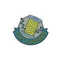 Knit Happens enamel pin with green yarn ball and floral accents on white background - Knitting Spool