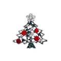 Vintage-Weihnachtsbaum-Brosche in Altsilber mit roten und grünen Strasssteinen besetzt - Antik-Silber bunter Steinbaum