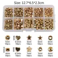 Détail de perles d'espacement CCB dorées dans une boîte de 10 compartiments pour bijoux DIY - Combinaison 9