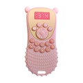 Pink bear-shaped toy phone with silicone buttons and digital screen for infants - Bear Paw Remote / Pink