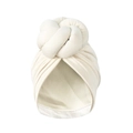Elegante turbante in maglia bianco crema con un grande motivo decorativo a nodo - Bianco Sporco