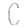 Elegant silver open bangle with continuous flower chain pattern in stainless steel - Y539-2 Silver Flower