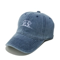 Cappellino da baseball in denim lavato blu navy con motivo a cane ricamato in bianco - M (56-58cm) / Blu Notte