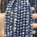 Blaue und weiße gefleckte Sodalith-Rundsteine für DIY-Schmuckherstellung und Halsketten - 4mm (ca. 88 Perlen) / Blaupunktstein A333