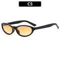 Occhiali da sole ovali retro cat-eye con montatura nera lucida e lenti arancioni C5 - Montatura Nera Lenti Arancioni