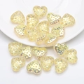 Translucent yellow heart-shaped glass pendant beads with textured surface for DIY jewelry - Bright Crystal