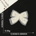 White lace embroidered butterfly bow patch with beads for DIY crafts, 5.5cm width - White Beaded Texture Bow