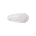 Elegant white drop-shaped hair clip with floral embroidery and scalloped edges - White Embroidered (19)