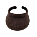 Detail view of woven brown sun visor with sweatband and textured pattern for kids - Coffee