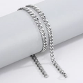 Polished silver stainless steel curb chain necklace displayed on a minimalist stand - 6mm-Bracelet / Silver